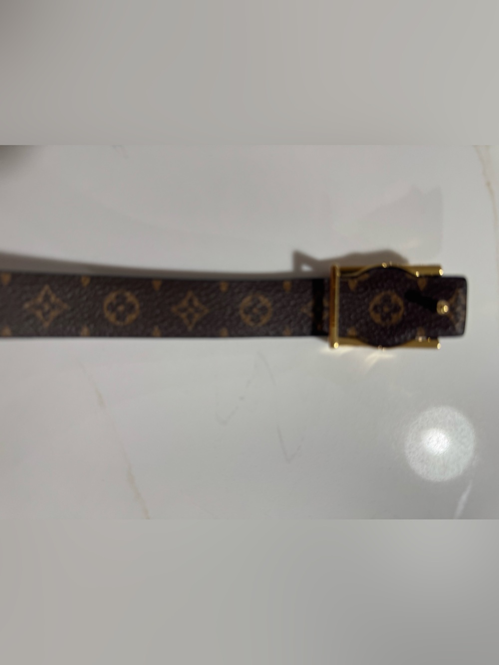 Louis Vuitton Black Leather Belt with Gold LV Signature Buckle - Picture 5 of 7